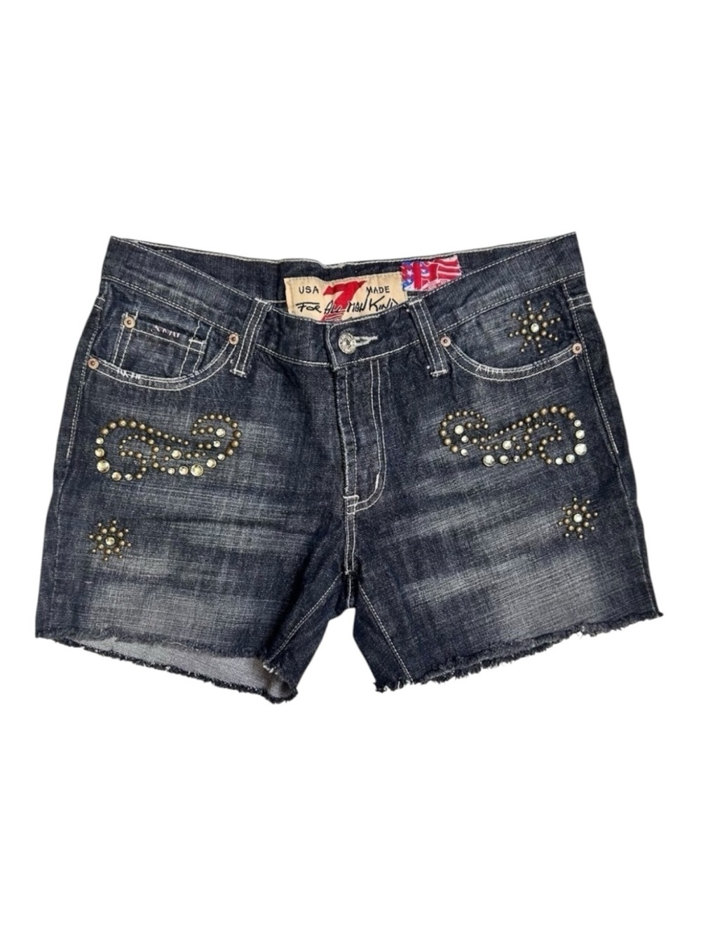 7 for all Mankind The Great China Wall Jean Cut Off Shorts Dark Wash Y2K 30